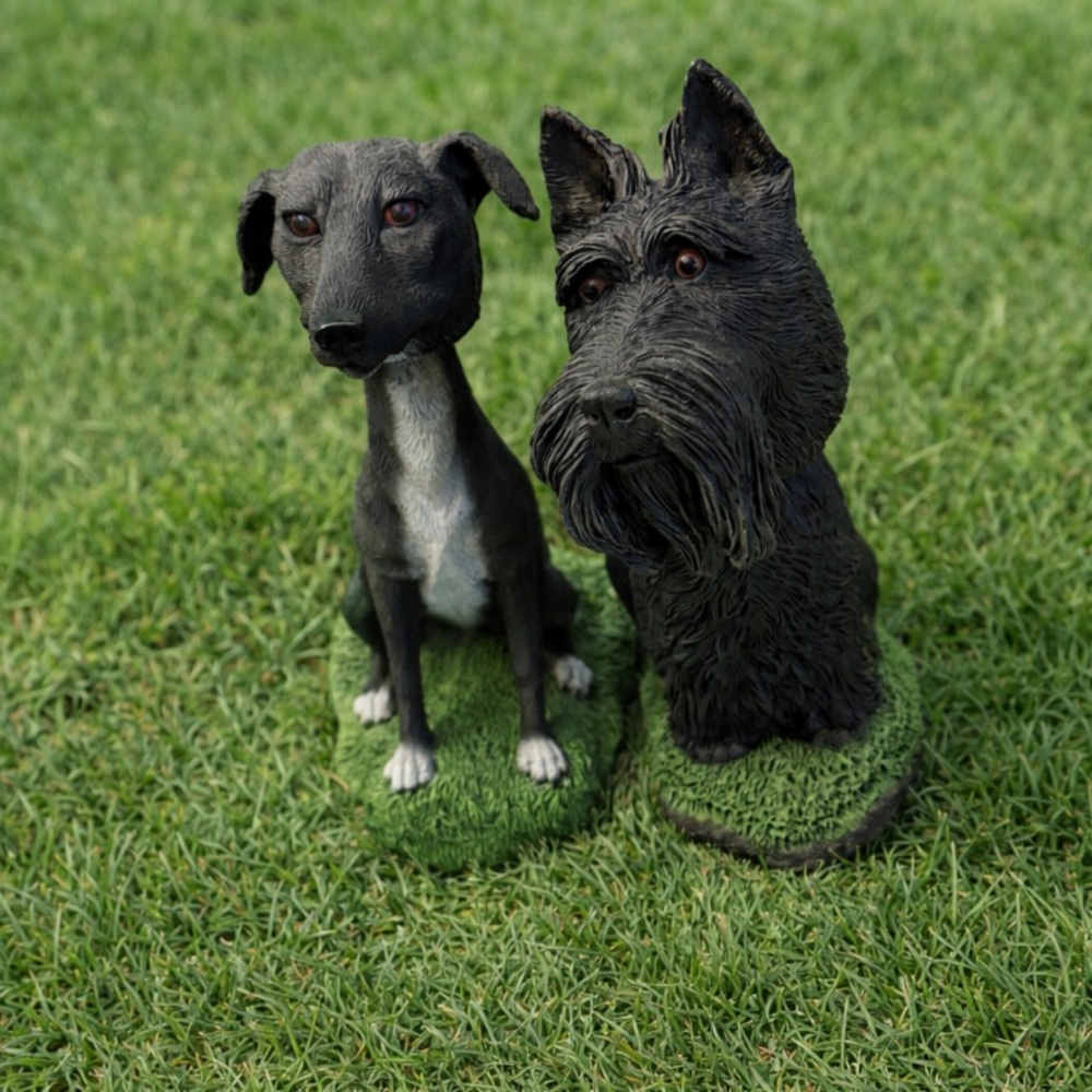Set of dachshund and Scottish terrier, bobble head figurines